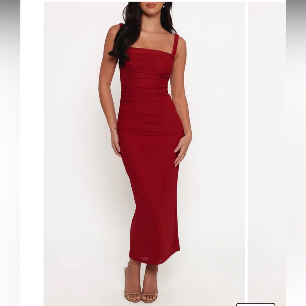 NWOT PETAL & PUP Eira Ruched Sleeveless Maxi Dress Color Wine Size XS